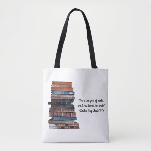 Tote Bag Trop friands de livres-Old Stack of Books avec Cit (Devant)