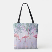 Tote Bag Tropcal Cute Family Pink Flamingos (Dos)