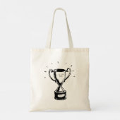Tote Bag Trophée Dessiné à la Main Rétro Noir et Blanc Réco (Dos)