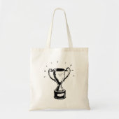 Tote Bag Trophée Dessiné à la Main Rétro Noir et Blanc Réco (Devant)