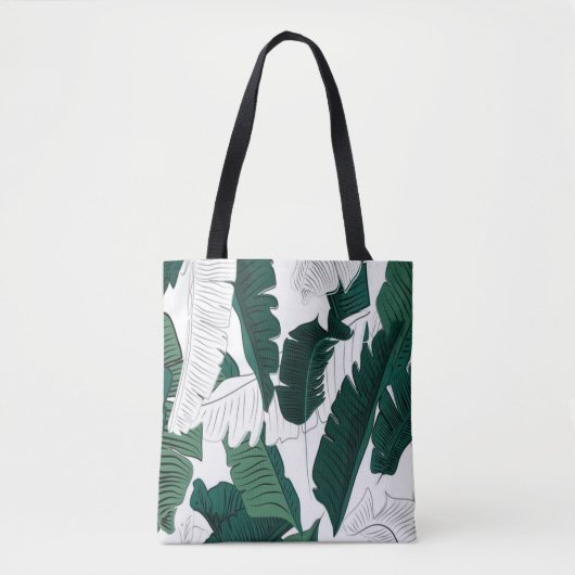 Tote Bag Tropical Banana Leaf Pattern Tote Bag: Dark Green (Devant)