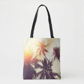 Tote Bag Tropical beach background with palm trees silhouet (Devant)
