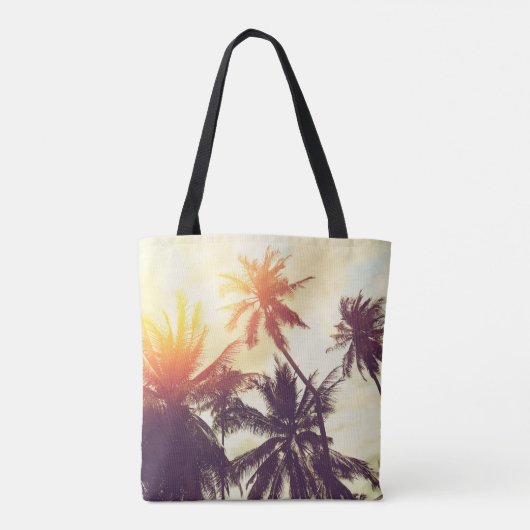 Tote Bag Tropical beach background with palm trees silhouet (Dos)