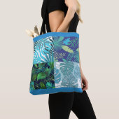 Tote Bag Tropical Blue Hawaii Crazy Quilt (De près)