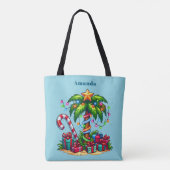Tote Bag Tropical Christmas Holiday Palm Tree (Dos)