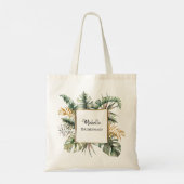 Tote Bag Tropical Elegant Green Gold Palms Bridesmaid faveu (Dos)