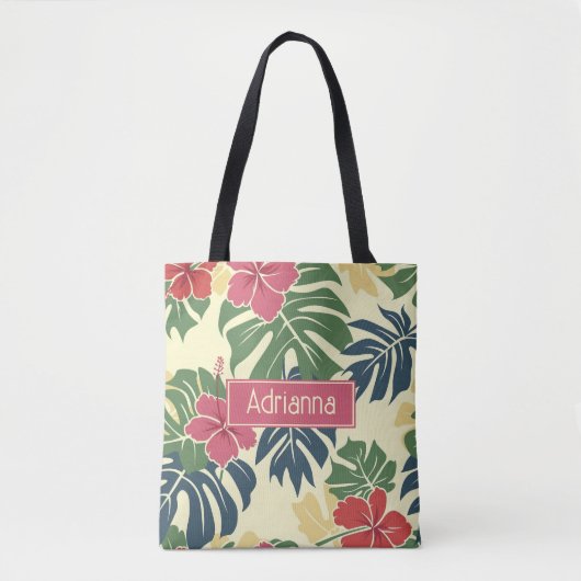 Tote Bag Tropical floral jaune (Devant)