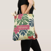 Tote Bag Tropical floral jaune (De près)