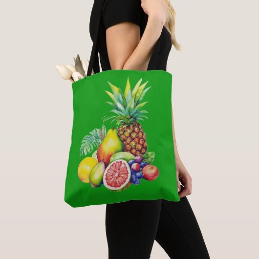 Tote Bag Tropical Fruit Collage (De près)