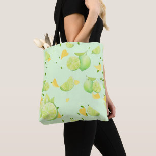 Tote Bag Tropical Green Citrus SUMMER Orange lemon Slice