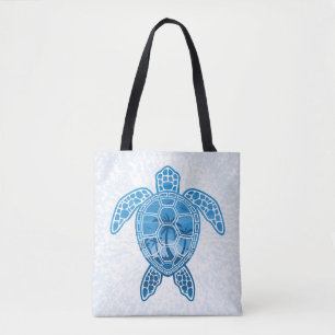 Tote Bag Tropical Island Sea Turtle Design en bleu