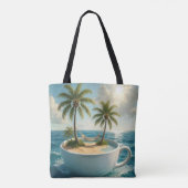 Tote Bag Tropical Island With Hammock in a Teacup (Dos)