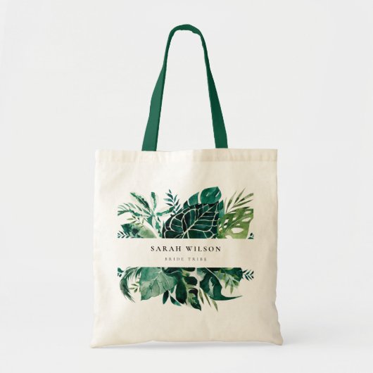 Tote Bag Tropical Monstera Green Foliage Tribe de mariée fe (Devant)