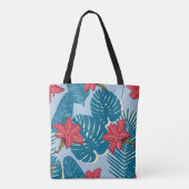 Tote Bag Tropical Palm sans couture feuille bleu motif (Dos)