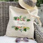 Tote Bag Tropical Plam Floral Bridesmaid Personalized<br><div class="desc">Clicking “Personalize this template” will allow you to customize further. You can change the font size,  font color and more! Be sure to check out 1000  matching items in our shop :)</div>