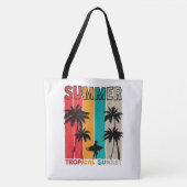 Tote Bag Tropical Rush : Coucher de soleil et Surf (Devant)