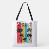 Tote Bag Tropical Rush : Coucher de soleil et Surf (Dos)