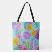 Tote Bag Tropical Summer Floral Pattern - Bright Hibiscus  (Devant)