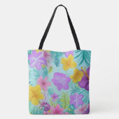 Tote Bag Tropical Summer Floral Pattern - Bright Hibiscus  (Dos)