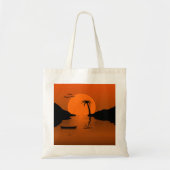 Tote Bag Tropical Sunset Beach Art rétro (Devant)