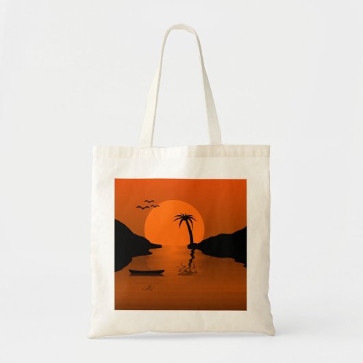 Tote Bag Tropical Sunset Beach Art rétro (Devant)