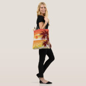 Tote Bag Tropical Sunset Beach Palm Tree Island (Sur le modèle)
