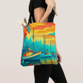 Tote Bag Tropical Sunset Fishing Boats (De près)
