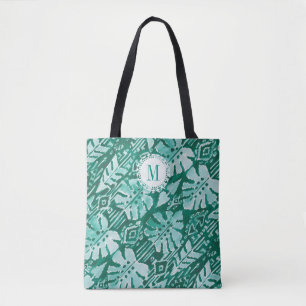 Tote Bag Tropical vert hawaïen de la JUNGLE IKAT de