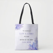 Tote Bag Tropical Violet Bleu Palm Feuille Mère De Mariée (Devant)