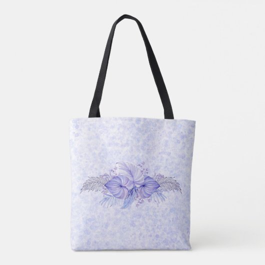 Tote Bag Tropical Violet Bleu Palm Feuille Mère De Mariée (Dos)