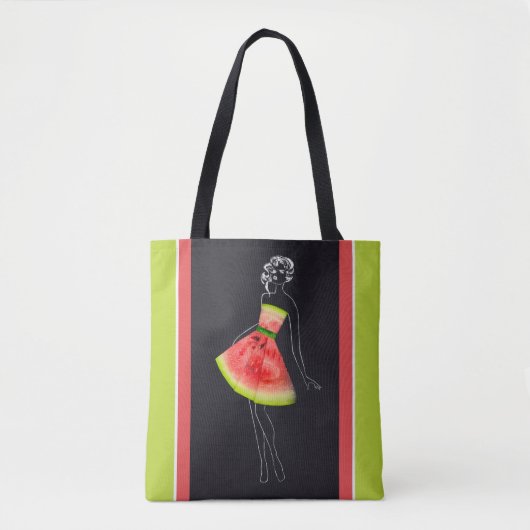 Tote Bag Tropical Watermelon Chic Line Art (Devant)