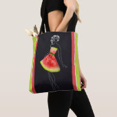Tote Bag Tropical Watermelon Chic Line Art (De près)