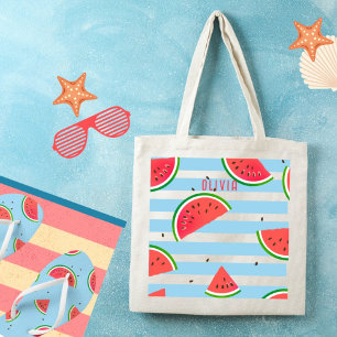 Tote Bag Tropical Watermelon Red Stripes Personnalisé