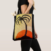 Tropiques Palm Tree Profil Coucher de soleil Croch