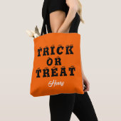 Tote Bag Trou ou traiter Orange Script moderne Halloween (De près)