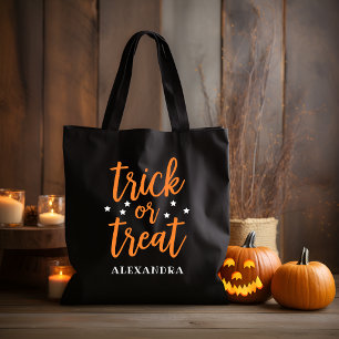 Tote Bag Trou ou traiter Orange Script moderne Halloween