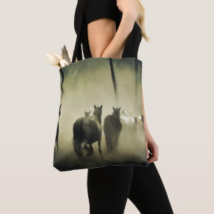 Tote Bag Troupeau de chevaux dans la brume