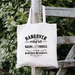 Tote Bag Trousse de secours | Faveur de mariage<br><div class="desc">Stock ces totes avec de l'eau, des collations, et soulager la douleur, et les donner comme faveurs de mariage ou sacs de bienvenue... vos invités fatigués vous remercieront! Caractéristiques de conception "Hangover Relief Kit — In SMaladie and In Health" en noir vintage texte de style apothécaire, avec vos noms et...</div>