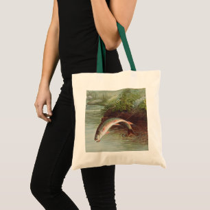 Tote Bag Truite de ruisseau Leaping par S.A. Kilbourne Pois