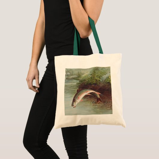 Tote Bag Truite de ruisseau Leaping par S.A. Kilbourne Pois (Devant (produit))