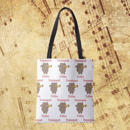 Tote Bag Trumpet Tribe Brown Cat Pattern