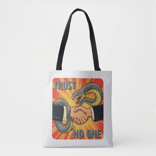 Tote Bag "Trust No One - Retro Snake Handshake Art | (Devant)