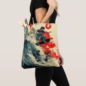 Tote Bag Tsunami de skateboard japonais (De près)
