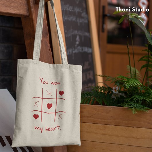 Tote Bag Tu as gagné mon coeur Tic-Tac-Toe Drôle Valentin