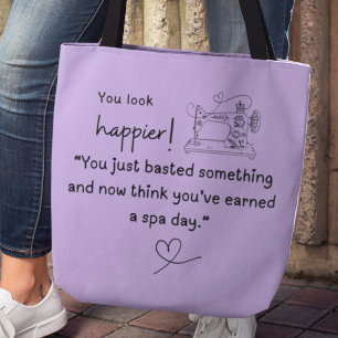 Tote Bag Tu as l'air plus heureux ! Mème à coudre drôle