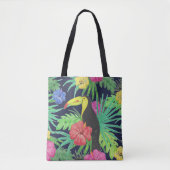 Tote Bag Tucan tropical et forêt tropicale Feuille (Devant)