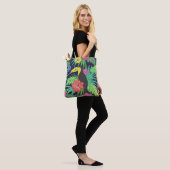 Tote Bag Tucan tropical et forêt tropicale Feuille (Sur le modèle)