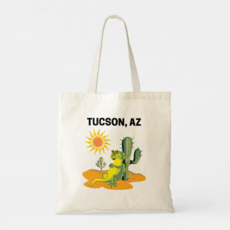 Tote Bag Tucson Arizona Désert Lézard et Cactus