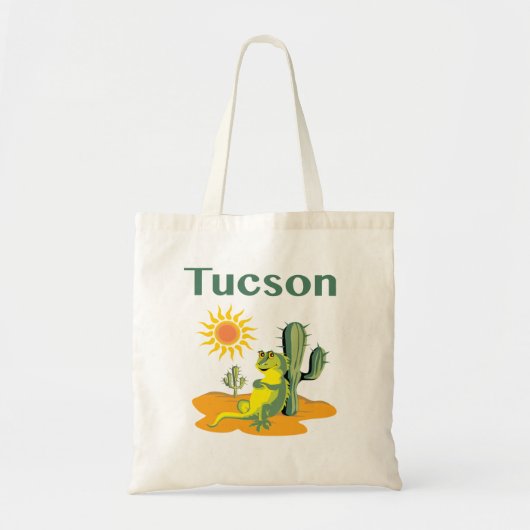 Tote Bag Tucson Arizona Lizard et Saguaro (Devant)