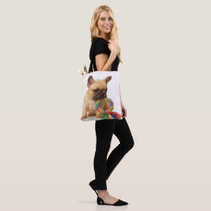 Tote Bag Tug Me Plus Tard - French Bulldog Pup with Rope To